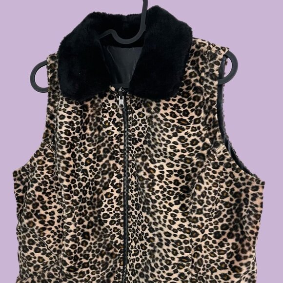 Leopard print faux leather y2k reversible vest - Picture 2 of 8